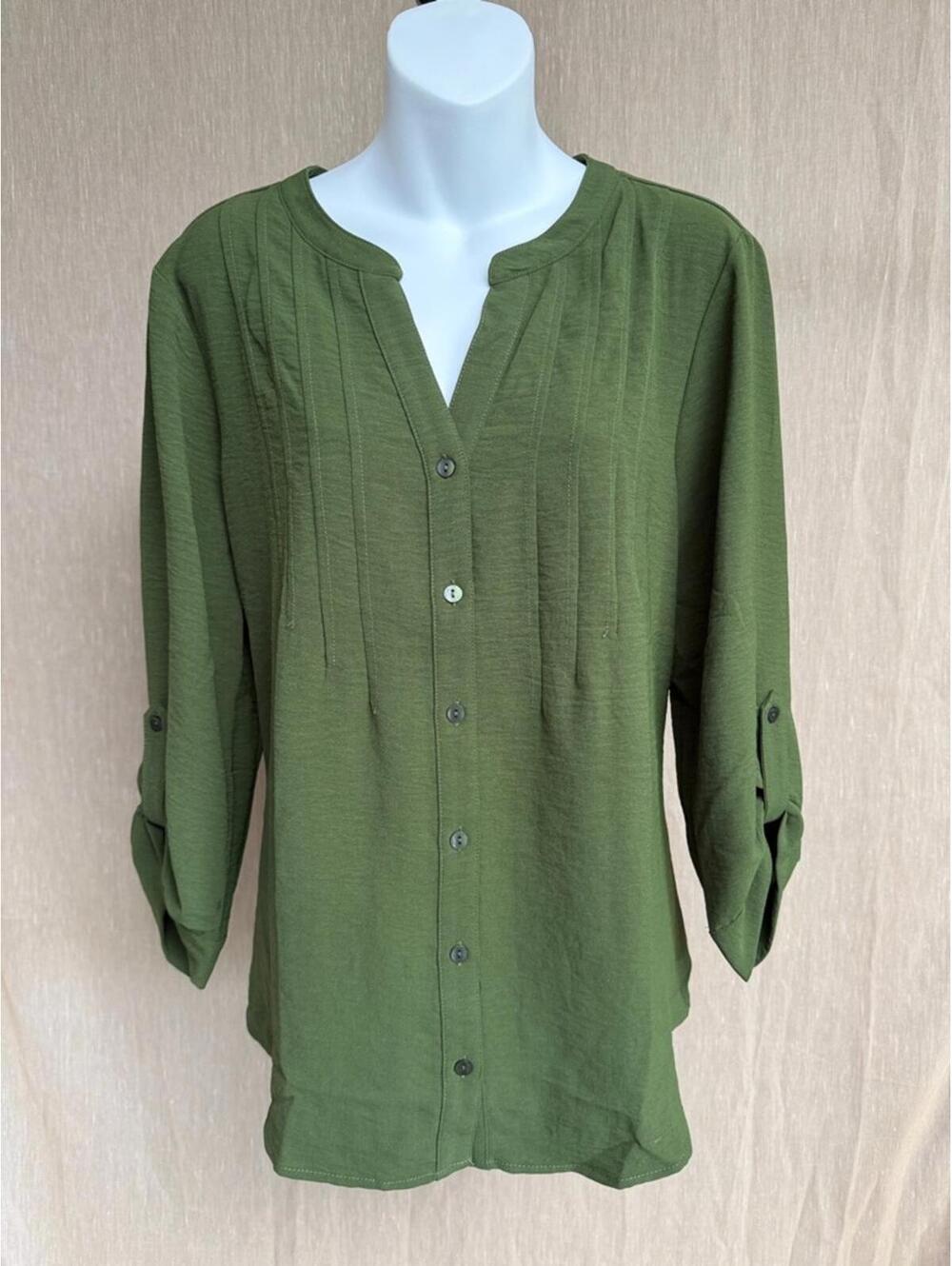 Fortune & Ivy Olive Green Button Down- Large